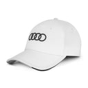 Weiße Audi Cap mit Audi-Ringe Logo